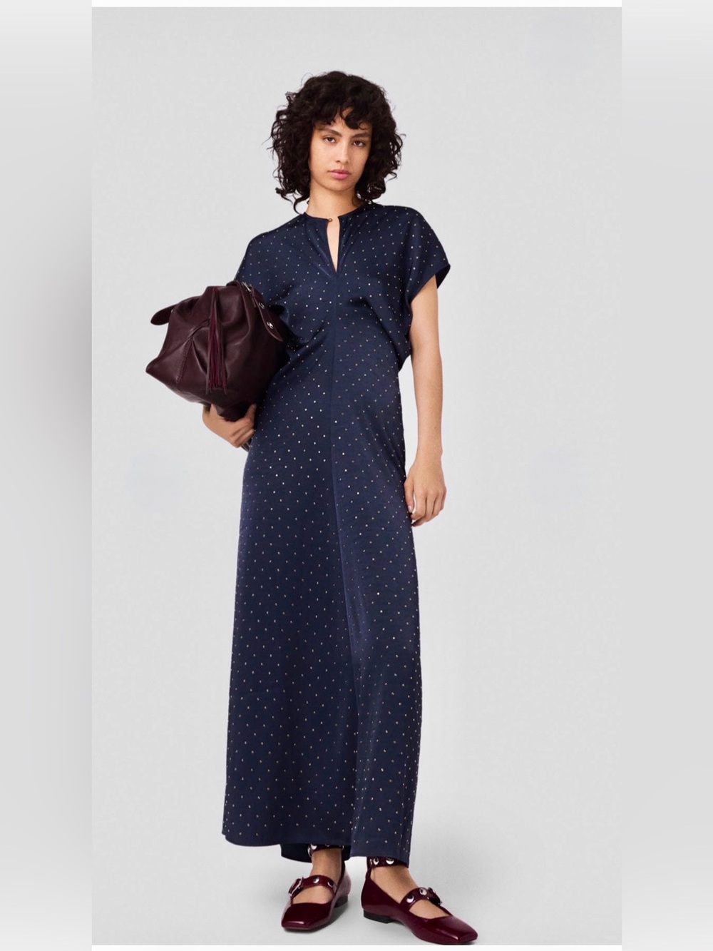 Maje Studded Satin Maxi Dress- NEW with TAG!